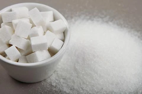 White sugar on the table Stock-Fotos