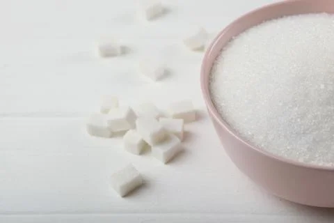 White sugar on the table Stock-Fotos