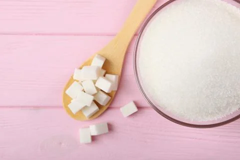 White sugar on the table Stock Photos