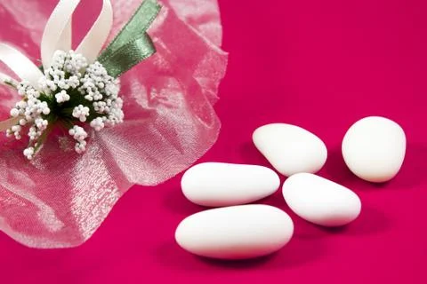 White sugared almonds Stock Photos