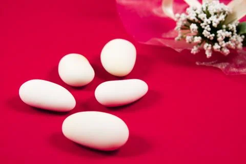 White sugared almonds Stock Photos
