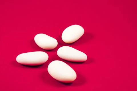 White sugared almonds Stock Photos