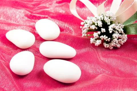 White sugared almonds Stock Photos