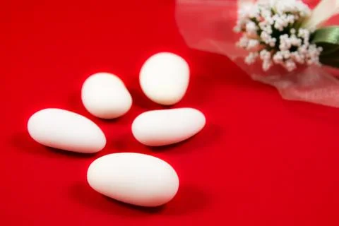 White sugared almonds Stock Photos