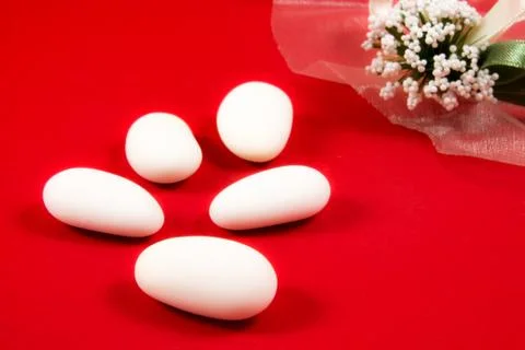 White sugared almonds Stock Photos