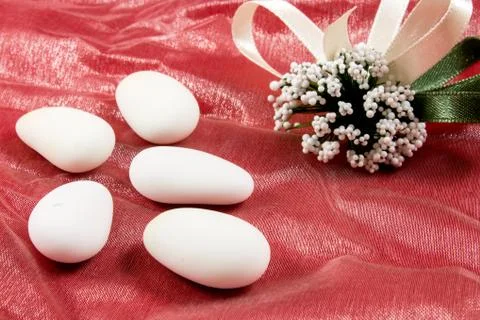 White sugared almonds Stock Photos