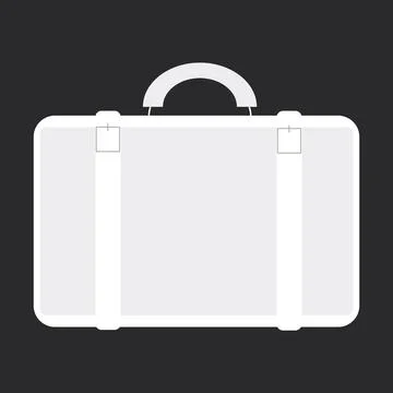 A white suitcase on a black background in a simple style for web design Stock Illustration