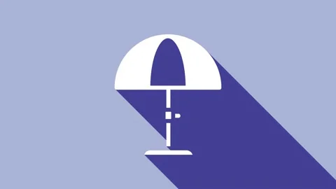 White Sun protective umbrella for beach icon isolated on purple background Stock Footage 148299288