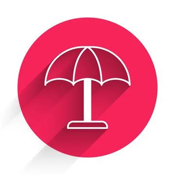 White Sun protective umbrella for beach icon isolated with long shadow. Large 스톡 일러스트