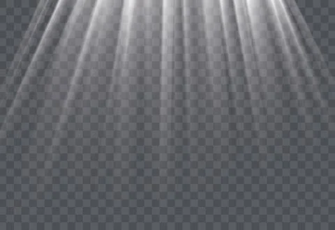White sun rays and glow light effect on transparent background. Vector illust Illustrazione stock