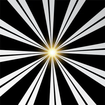 White sunburst pattern vector illustration isolated on black background. Illustrazione stock