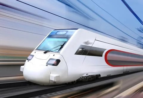 White super streamlined train Stock Photos