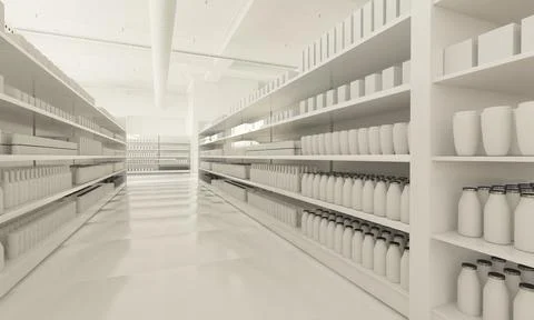 White supermarket interior Stock Illustration