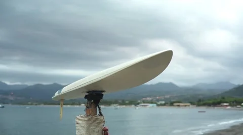 White Surf Board On A Stick Stock Footage 62833830