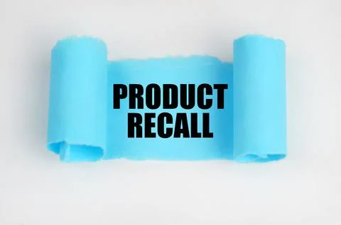 On a white surface, a blue scroll of paper with the inscription - PRODUCT REC Stock Photos