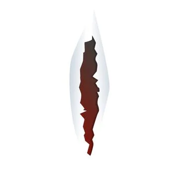 White surface breaking with hole revealing red layer Illustrazione stock