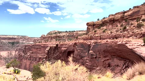 White suv driving road within canyon in capitol reef national park Видео 217415647