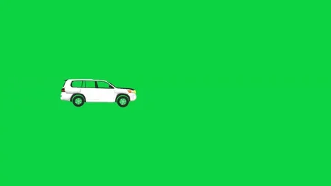 White SUV on a green background. Moving SUV. Stock Footage 292640296