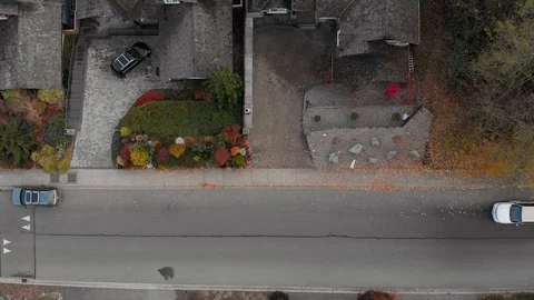 A white SUV limosine pulls up outside a house in an affulent neighborhood to Stock Footage 123671260
