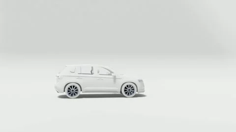 White SUV in Neutral Lighting Rendered Side View Stock Footage 312998377