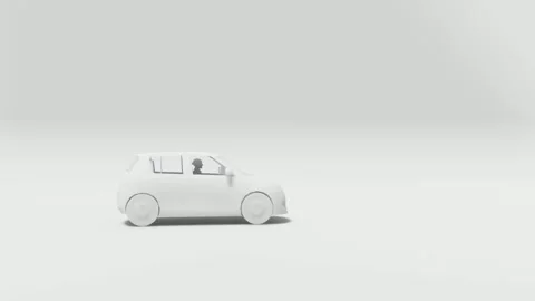 White SUV Render in Side View with Clean Grey Background Video stock 312998380