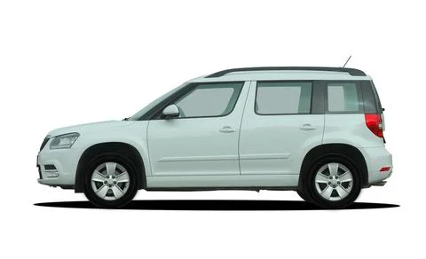 White SUV side view Stock Photos