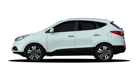 White SUV side view Stock Photos