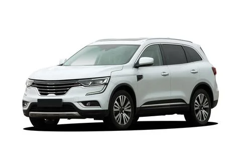 White SUV on a white background, front view Foto stock