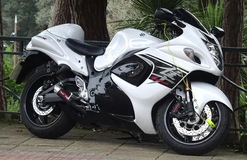 White Suzuki Motorcycle Stock Photos