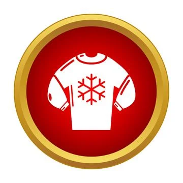 White sweater with snowflake icon inside red circle Stock Illustration