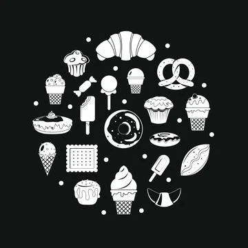 White sweet desserts Stock Illustration