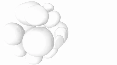 White swirling liquid blobs in 3D. Modern soft body style on left for copy space Stock Footage 110355105