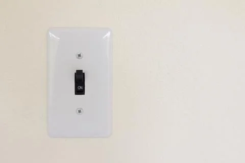 White switch st on state background (Concept for save energy or turn on idea) Stock Photos