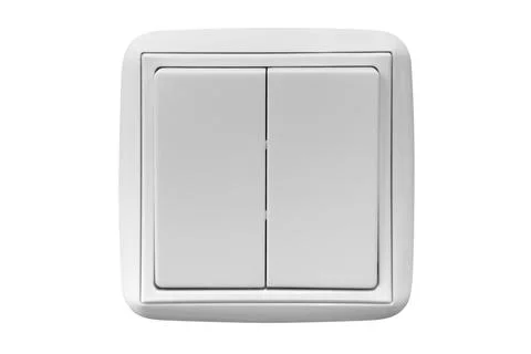 White switch with two white buttons isolated on white background Stock Photos
