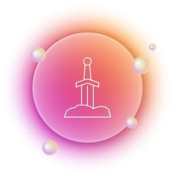 White Sword in the stone icon isolated on white background. Excalibur the s.. Stock Illustration