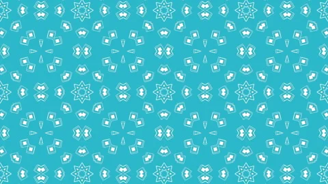 White symmetrical moving patterns on a turquoise background. Animated three-dime Stock-Footage 102066217