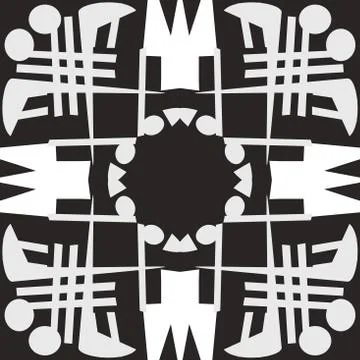 White Symmetrical Tile Patterns Stock Illustration