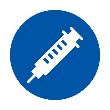 White Syringe Icon on Blue Background Representing Medical and Health Concept Stock Illustration