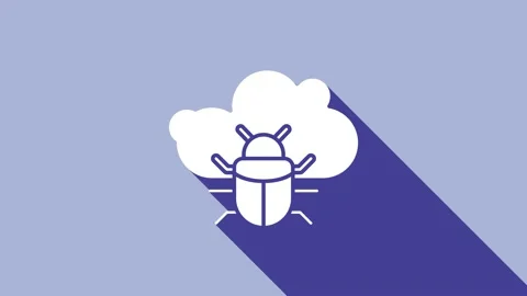 White System bug on a cloud icon isolated on purple background. Cloud computing Stock Footage 148297586