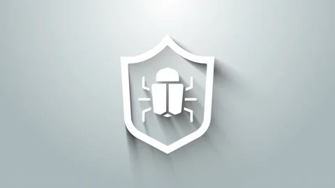 White System bug concept icon isolated on grey background. Code bug concept. Bug Stock Footage 147225336