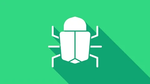 White System bug concept icon isolated on green background. Code bug concept Stock Footage 147226019