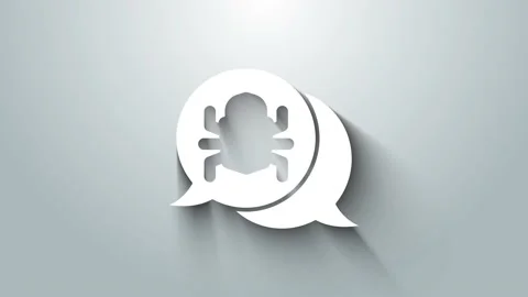 White System bug concept icon isolated on grey background. Code bug concept. Bug Stock Footage 147226248