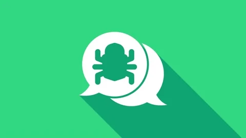 White System bug concept icon isolated on green background. Code bug concept Stock Footage 147226253