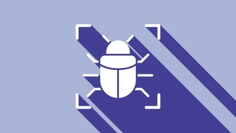 White System bug concept icon isolated on purple background. Code bug concept Stock Footage 148297616