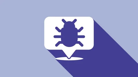 White System bug concept icon isolated on purple background. Code bug concept Stock Footage 148297733