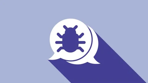 White System bug concept icon isolated on purple background. Code bug concept Stock Footage 148297764