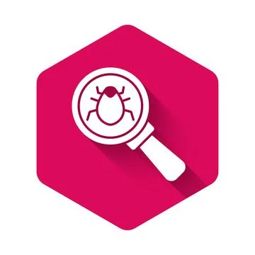 White System bug concept icon isolated with long shadow background. Code bug Stock Illustration