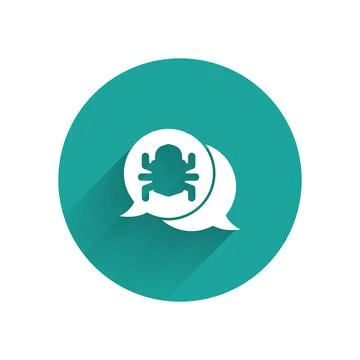 White System bug concept icon isolated with long shadow. Code bug concept. Bug 스톡 일러스트