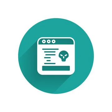 White System bug concept icon isolated with long shadow. Code bug concept. Bu Illustrazione stock