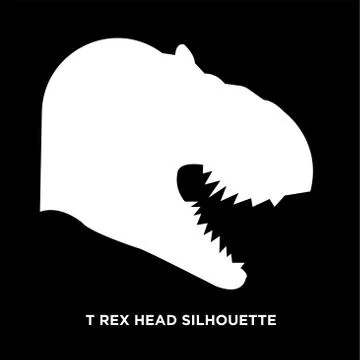 White t rex head silhouette on black background Stock Illustration